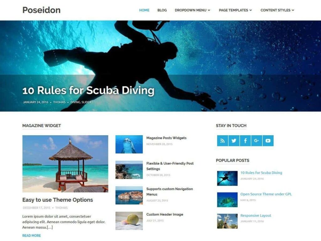 Best 40+ Free WordPress Blog Themes for Bloggers & Content Writers Poseidon WordPress blog theme