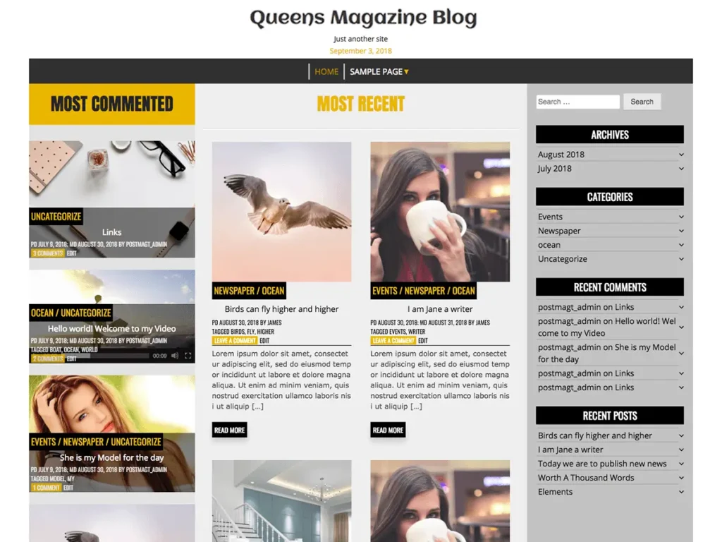 Best 40+ Free WordPress Blog Themes for Bloggers & Content Writers Queens Magazine Blog WordPress blog theme