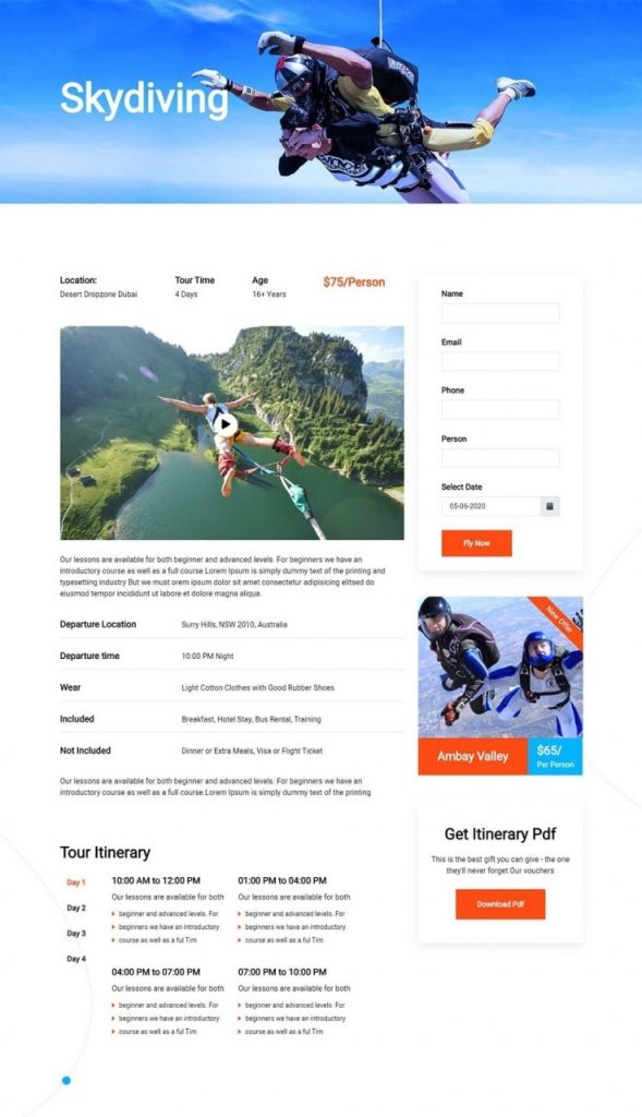 Introducing FREE SkyDiving Joomla Template Kit for JD Builder Pro