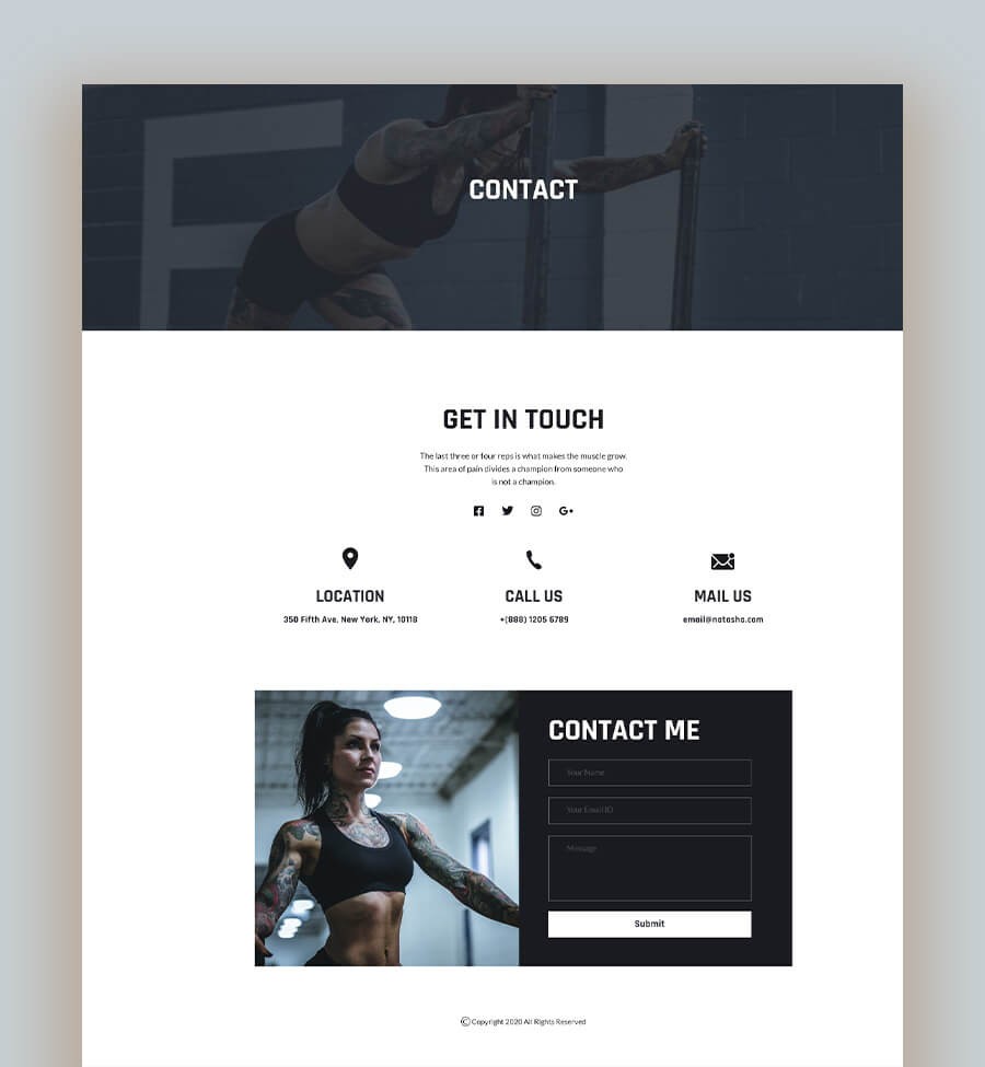 Contact us page template Introducing Free Fitness Trainer Website Template Kit For Mighty Addons Pro