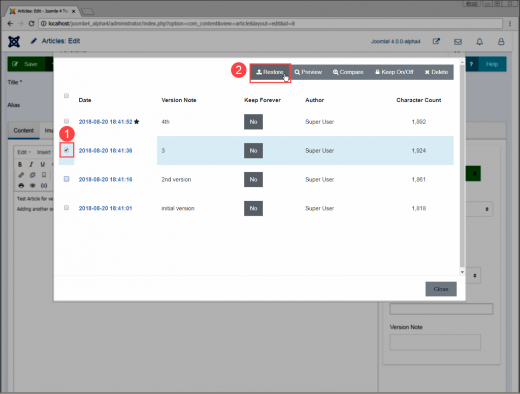 How to Enable Content Versioning in Joomla 4?