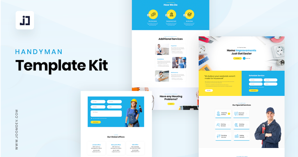 Introducing Handyman Template - Free Handyman Website Template Kit for JD Builder Pro Free Handyman Website Template Kit for JD Builder Pro