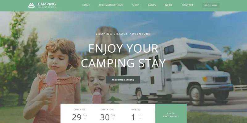 30 Best Camping WordPress Themes - Bring Your Outdoor Business Online Camping Village
